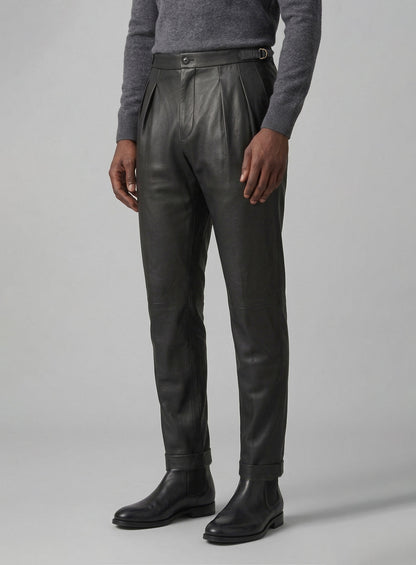 Black Leather Gurkha Pant