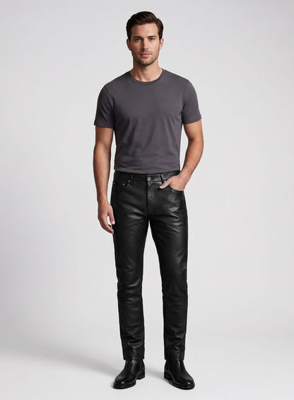 Black Leather Jeans