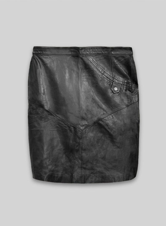 Black Matilda Leather Skirt - # 407 - L Regular