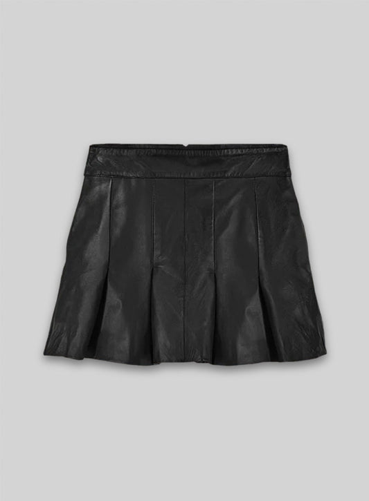 Black Nina Dobrev Leather Skirt