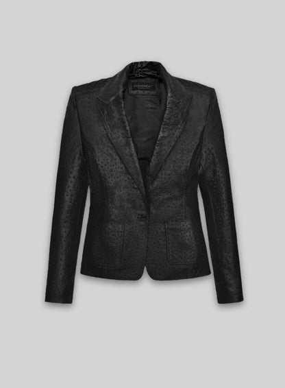 Black Ostrich Eva Mendes Ghost Rider Leather Blazer