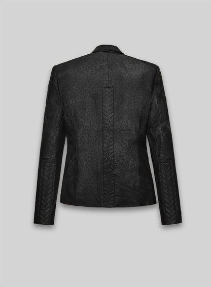 Black Ostrich Eva Mendes Ghost Rider Leather Blazer