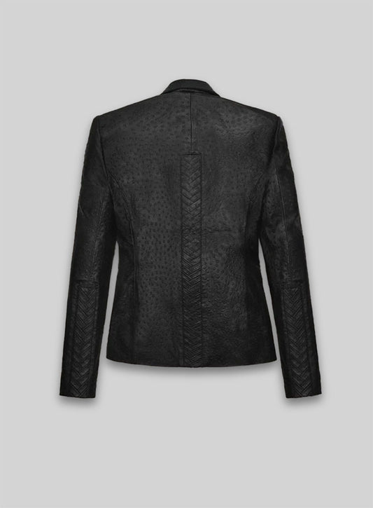 Black Ostrich Eva Mendes Ghost Rider Leather Blazer