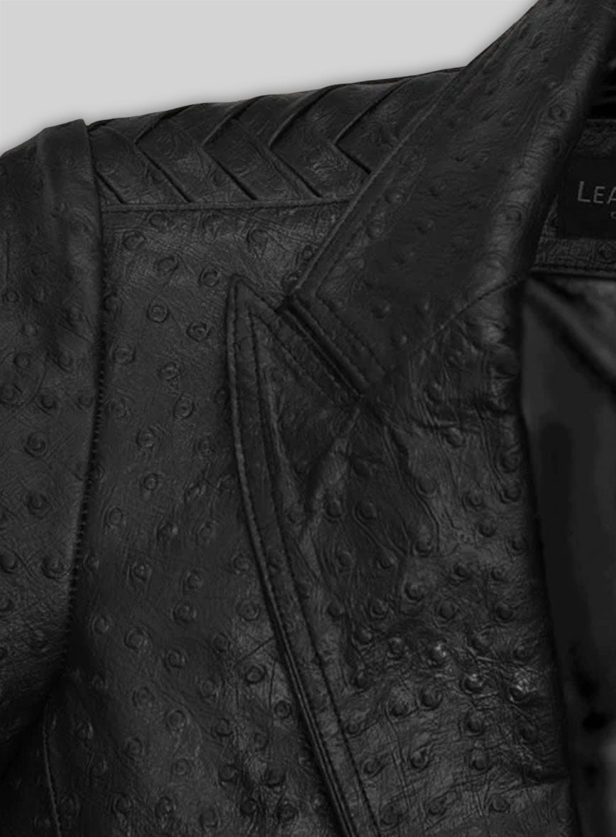 Black Ostrich Eva Mendes Ghost Rider Leather Blazer