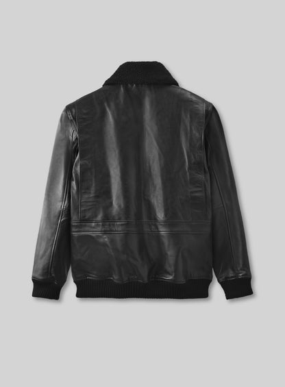 Black Pilot Aviator Leather Jacket