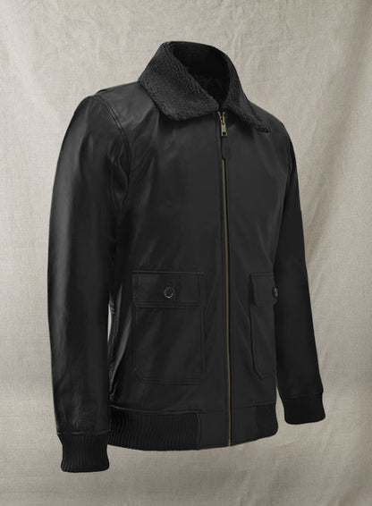 Black Pilot Aviator Leather Jacket - LeatherCult