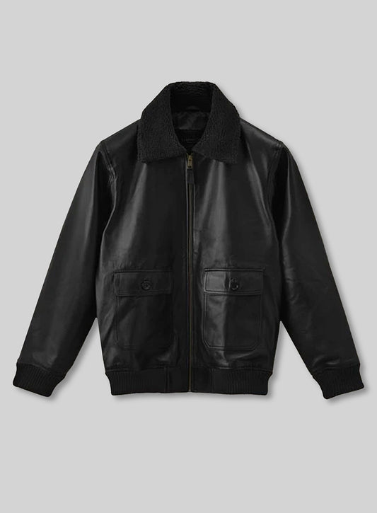 Black Pilot Aviator Leather Jacket