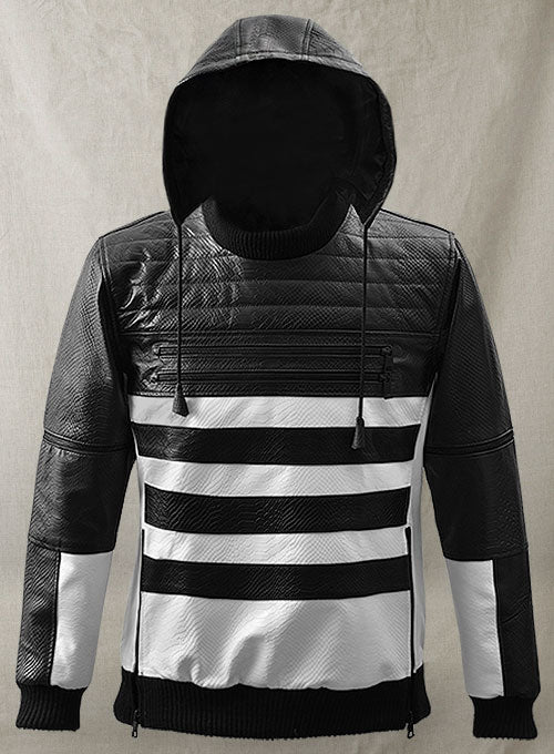 Black Python Tornado Convertible Leather Jacket - LeatherCult