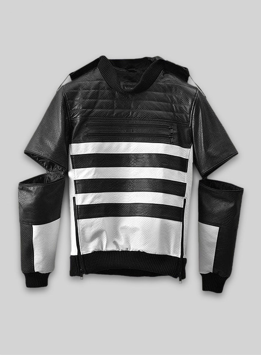 Black Python Tornado Convertible Leather Jacket