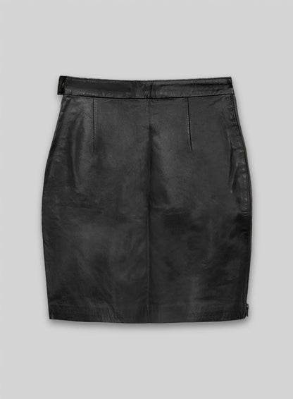 Black  Scalloped Leather Skirt - # 476  - M Regular