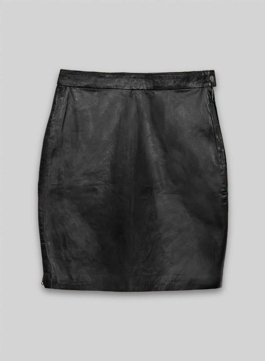 Black  Scalloped Leather Skirt - # 476  - M Regular