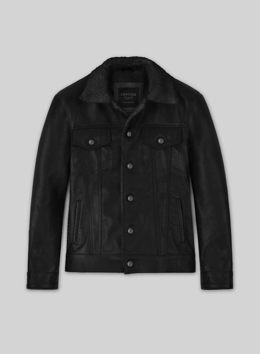 Black Sherpa Leather Jacket