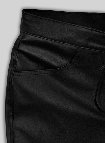 Black Stretch Cowboy Lace Up Leather Pants