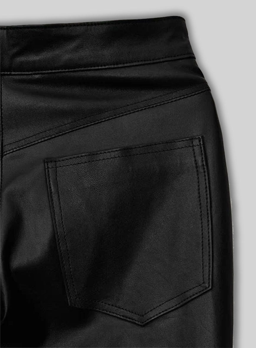 Black Stretch Cowboy Lace Up Leather Pants