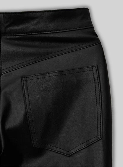 Black Stretch Cowboy Lace Up Leather Pants
