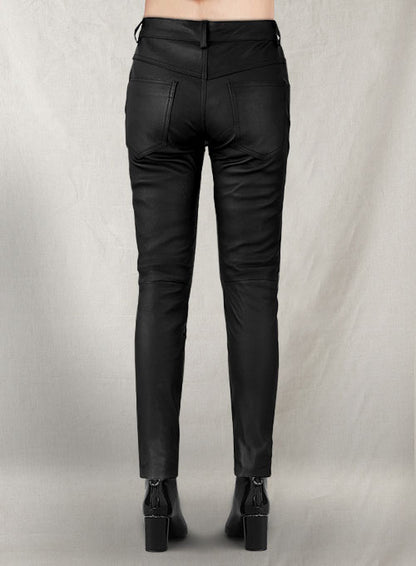 Black Stretch Leather Jeans - LeatherCult