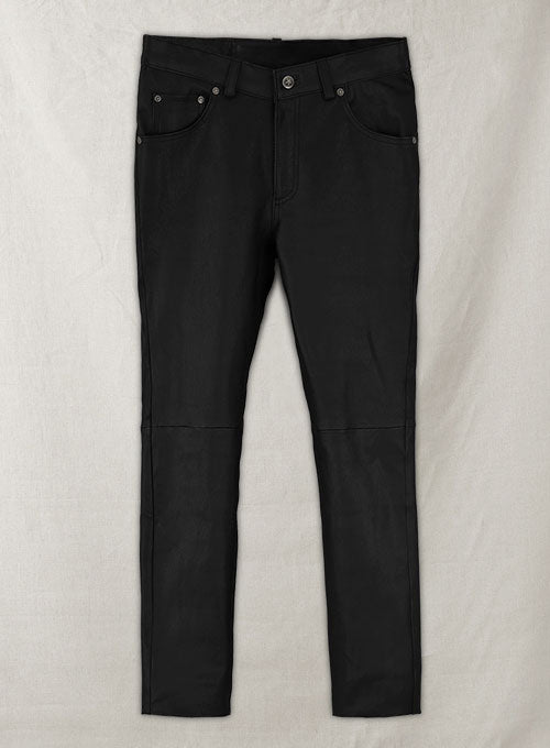 Black Stretch Leather Jeans - LeatherCult