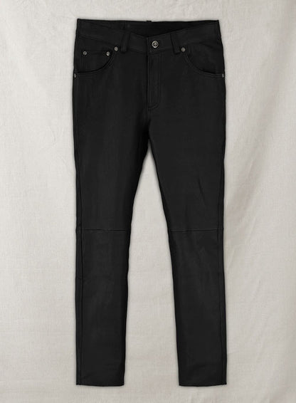 Black Stretch Leather Jeans - LeatherCult
