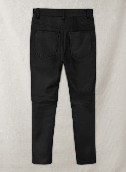 Black Stretch Leather Jeans - LeatherCult