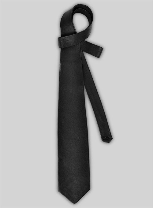 Black Leather Tie - LeatherCult