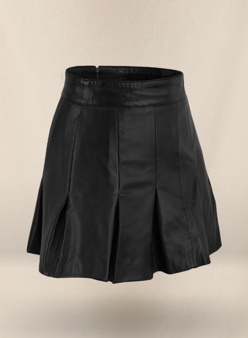 Black Nina Dobrev Leather Skirt - LeatherCult