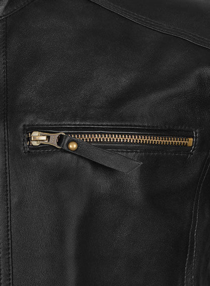 Black Leather Jacket # 660