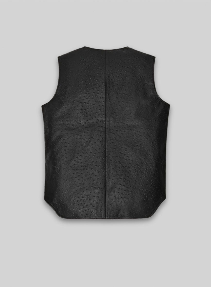 Black Ostrich Leather Vest # 335