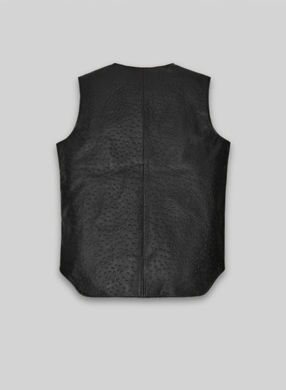 Black Ostrich Leather Vest # 335