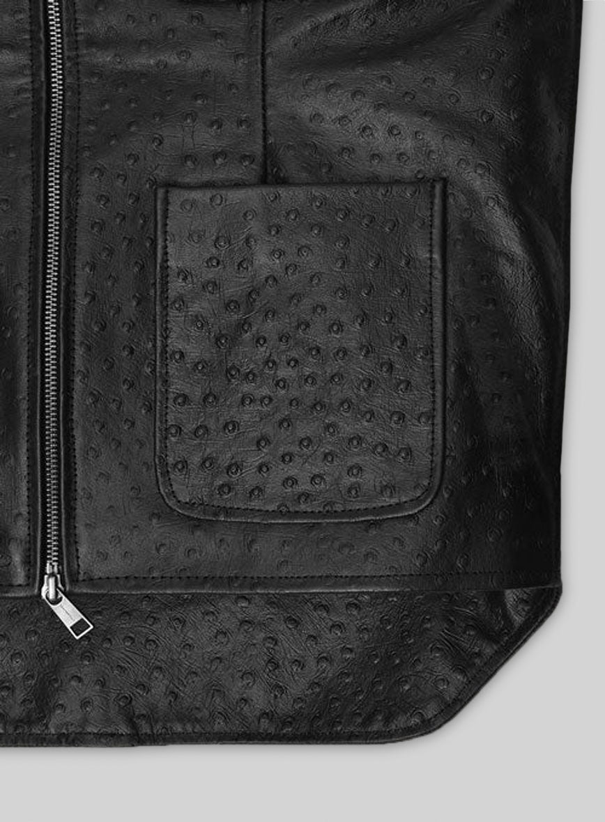 Black Ostrich Leather Vest # 335