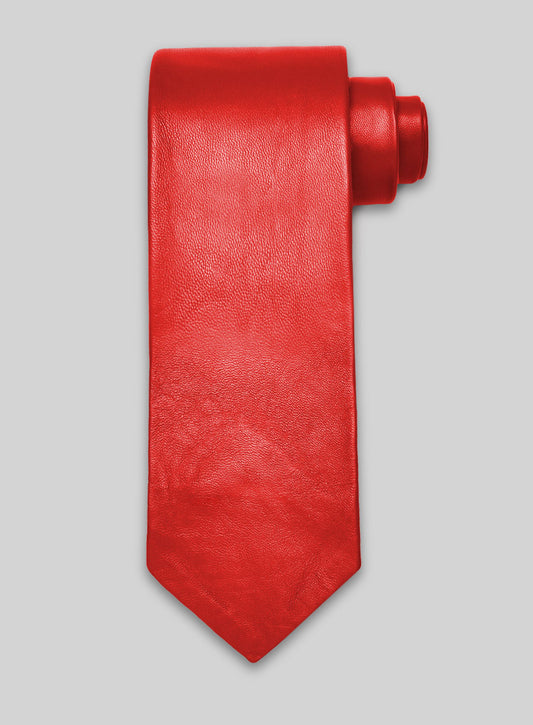 Blood Red Lambskin Leather Tie