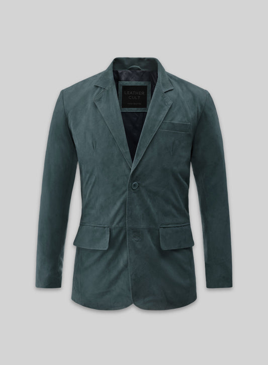 Blue Suede Leather Blazer