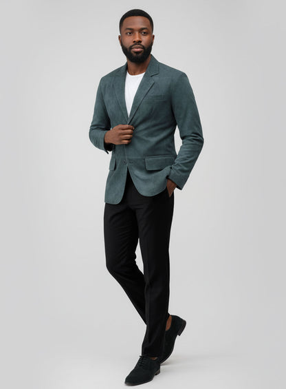Blue Suede Leather Blazer