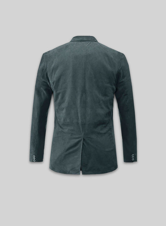 Blue Suede Leather Blazer