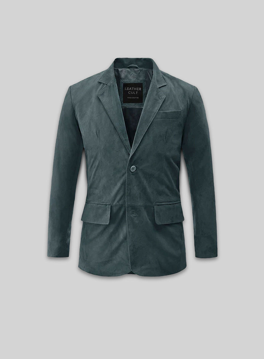 Blue Suede Leather Blazer