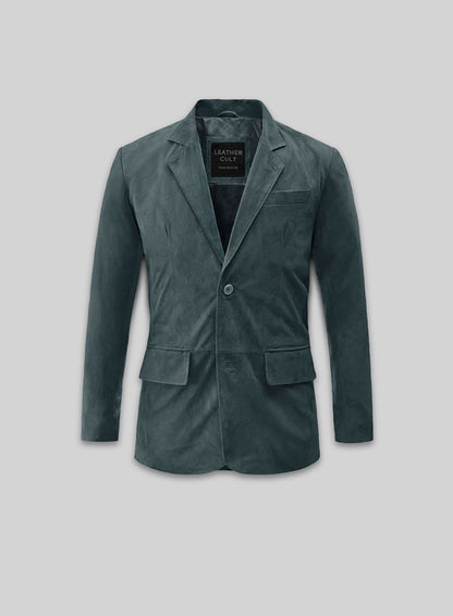 Blue Suede Leather Blazer