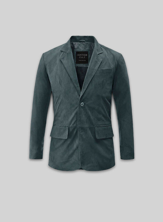 Blue Suede Leather Blazer