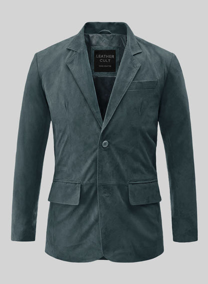 Blue Suede Leather Blazer - LeatherCult