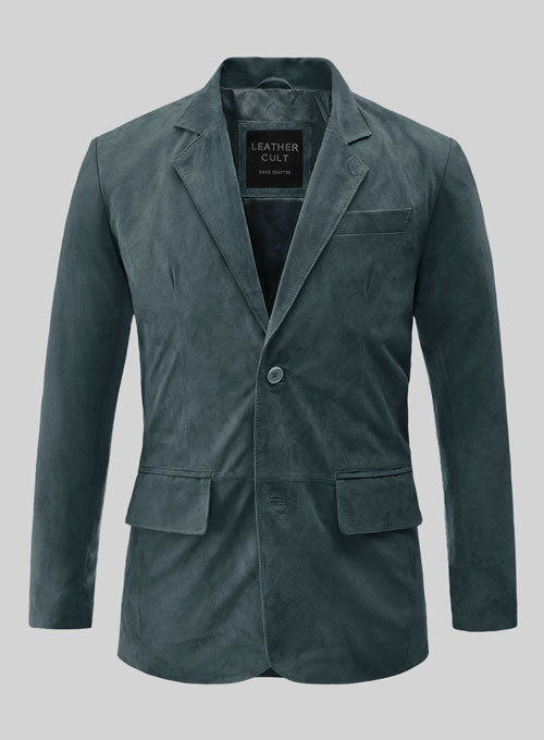 Blue Suede Leather Blazer - LeatherCult