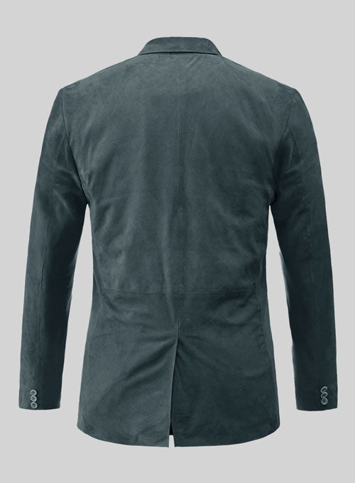 Blue Suede Leather Blazer - LeatherCult