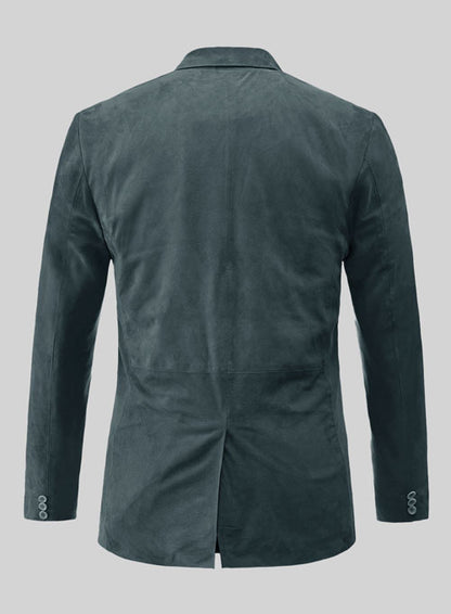 Blue Suede Leather Blazer - LeatherCult