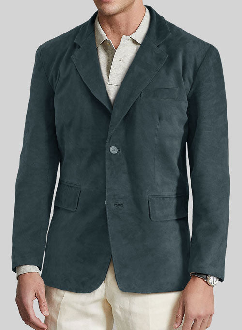 Blue Suede Leather Blazer - LeatherCult