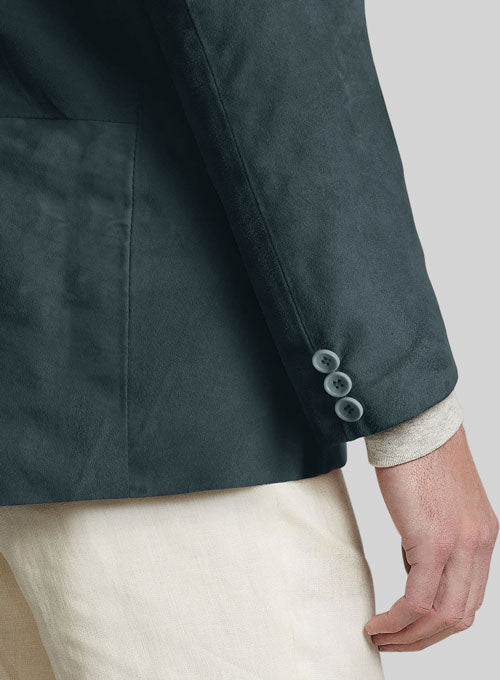 Blue Suede Leather Blazer - LeatherCult