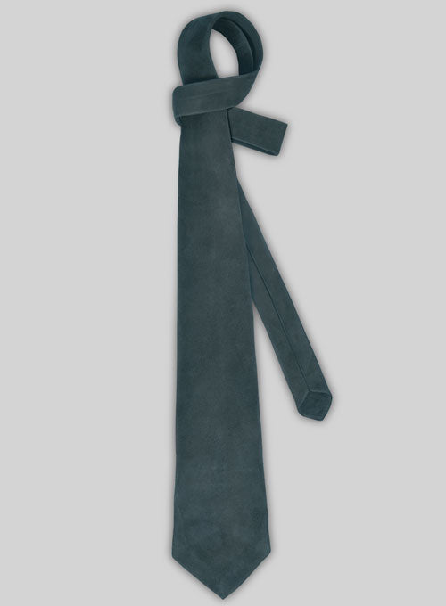 Blue Suede Leather Tie - LeatherCult