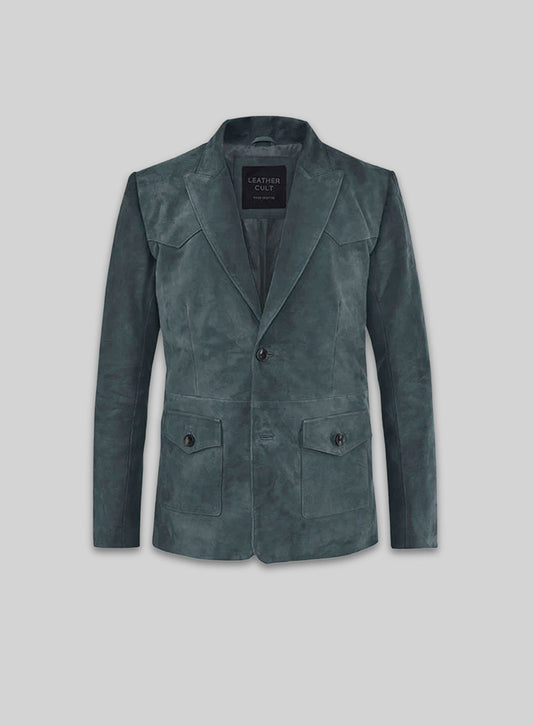 Blue Suede Western Leather Blazer