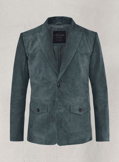 Blue Suede Western Leather Blazer - LeatherCult