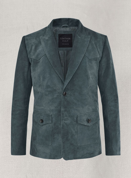 Blue Suede Western Leather Blazer - LeatherCult