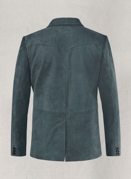 Blue Suede Western Leather Blazer - LeatherCult