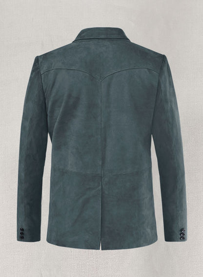 Blue Suede Western Leather Blazer - LeatherCult
