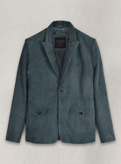 Blue Suede Western Leather Blazer - LeatherCult