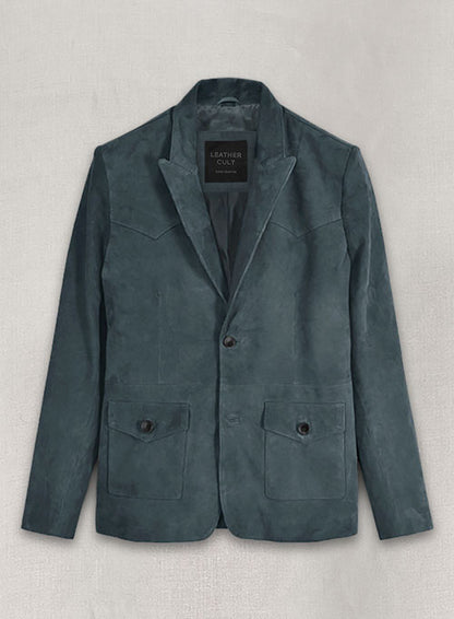 Blue Suede Western Leather Blazer - LeatherCult